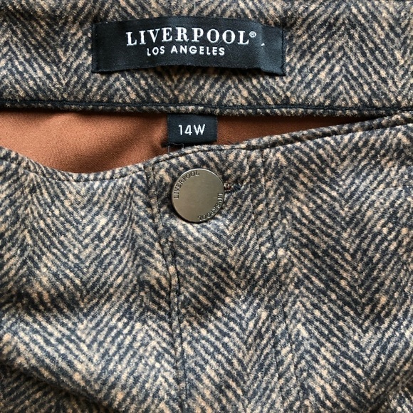 Liverpool Los Angeles Gia Glyder Herringbone Pull On Pencil Skirt Brown Plus 14W - Picture 10 of 11